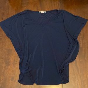 Navy Blue Batwing Top